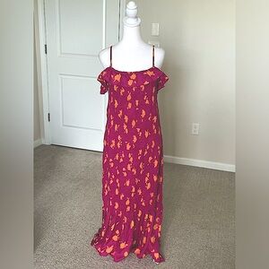 NWT Anthropologie Off The Shoulder Smocked Midi Dress Size Large